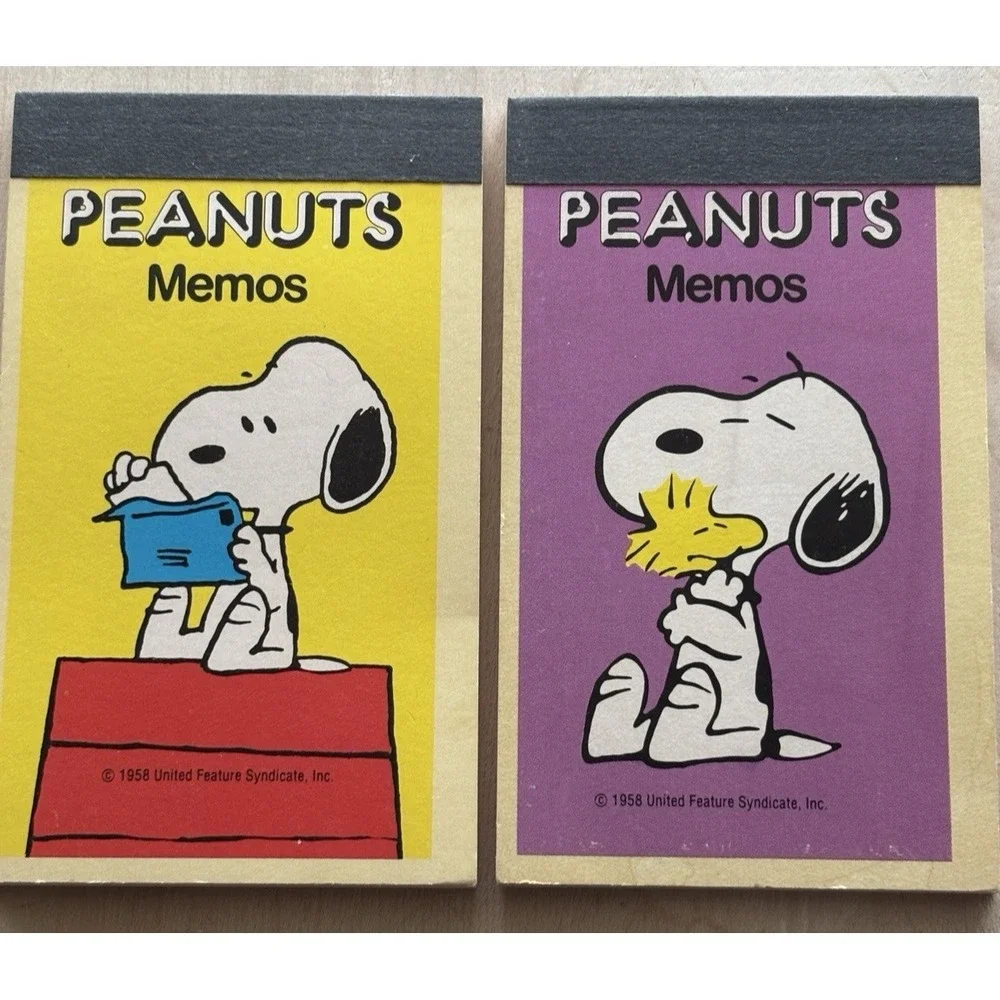 Vintage Peanuts Snoopy Lenticular Ruler + 2 Memo Note Pads New Unused Japan